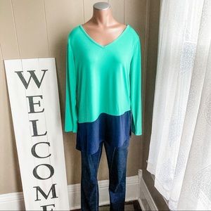 {Susan Graver} Liquid Knit Color Block Tunic